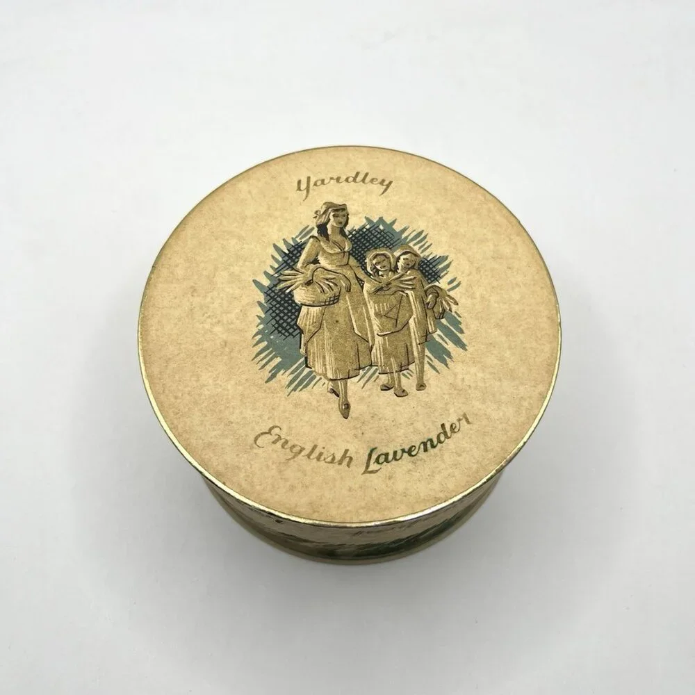 Vintage Yardley English Lavender Dusting Powder Tin Round Metal London Paris